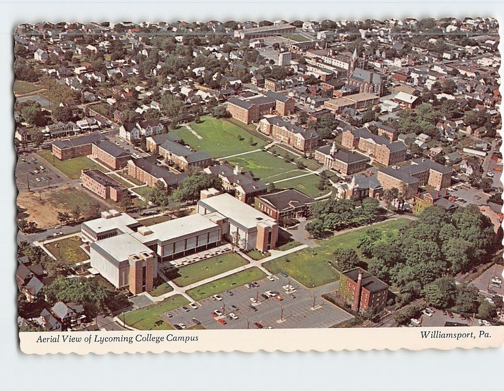 Postcard Aerial View of Lycoming College Campus Williamsport Pennsylvania USA