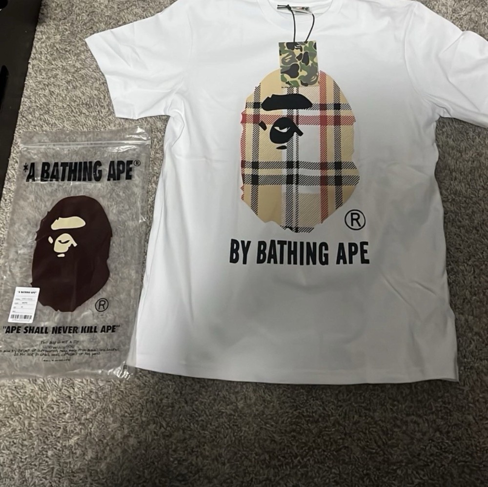 Bape shirt Burberry white size m