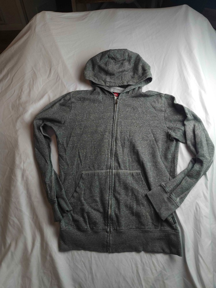 Quicksilver Hoodie Sweatshirt Womens Small Gray Fleece Full Zip Running Outdoor