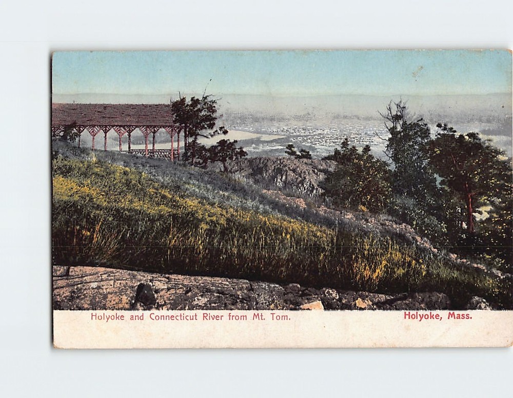 Postcard Holyoke & Connecticut River from Mt. Tom Holyoke Massachusetts USA