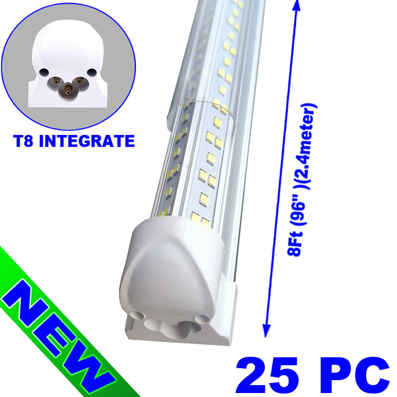 T8 8Ft LED Tube Light Bulb 144w 8Foot LED Shop Light Fixture 6500K 18000lm 25 pc