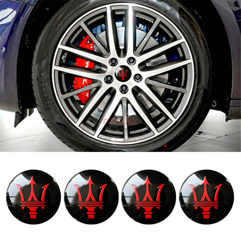 4PCS 60mm New Maserati Ghibli Centre Wheel Centre Cap Set Badge Red Black