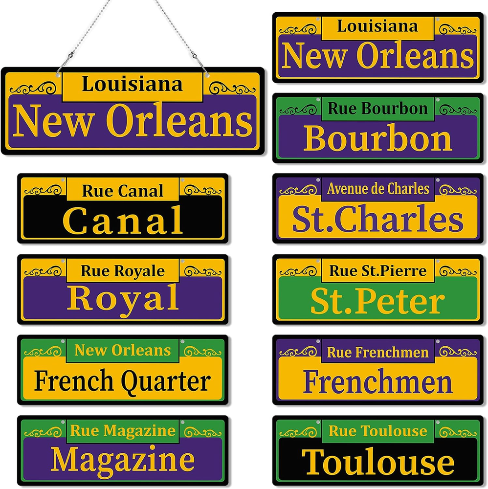 Mardi Gras Street Signs Decorations Both Sided Printed PVC New Orleans Street Si