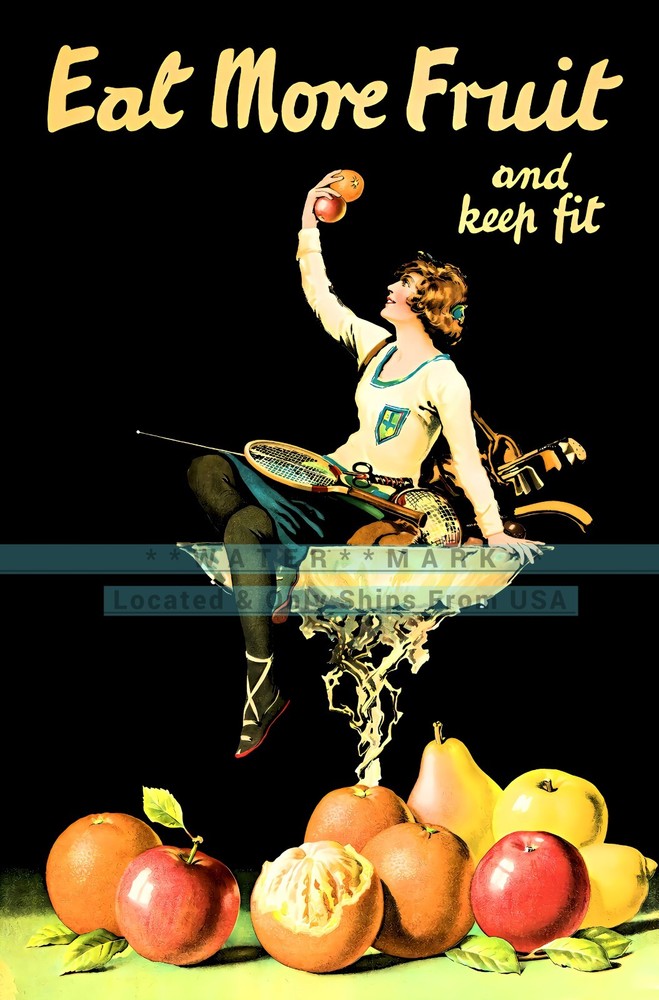 Eat More Fruit Keep Fit 1920 New Zealand Vintage Poster Print Retro Style Art