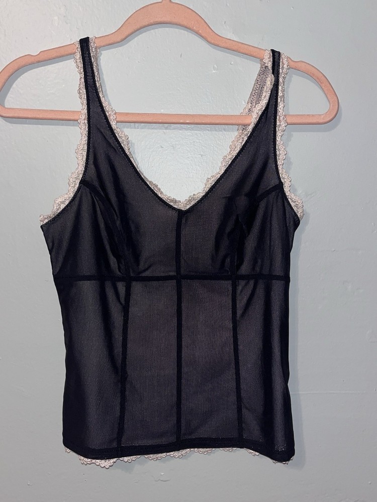Express- Black & PINK sheer Cami Lace Lined Tank Top Size S
