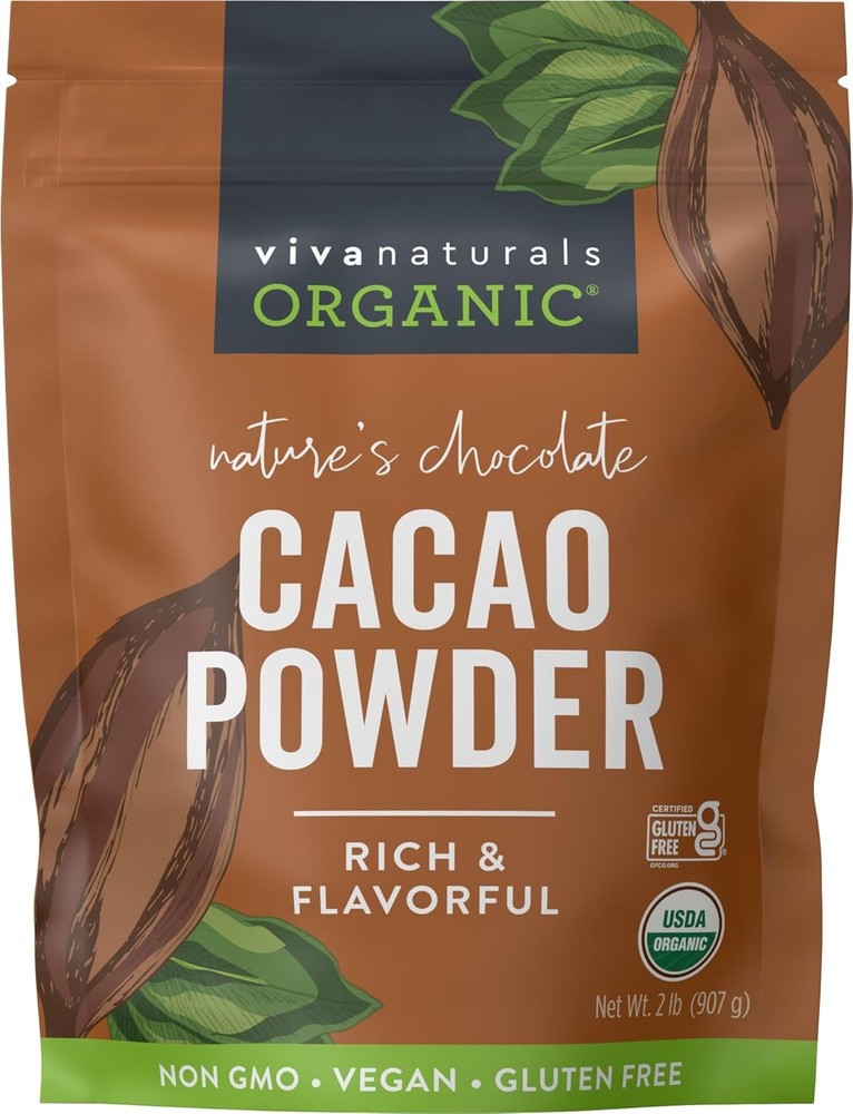 Viva Naturals Organic Unsweetened Cacao Powder 2lb Pack