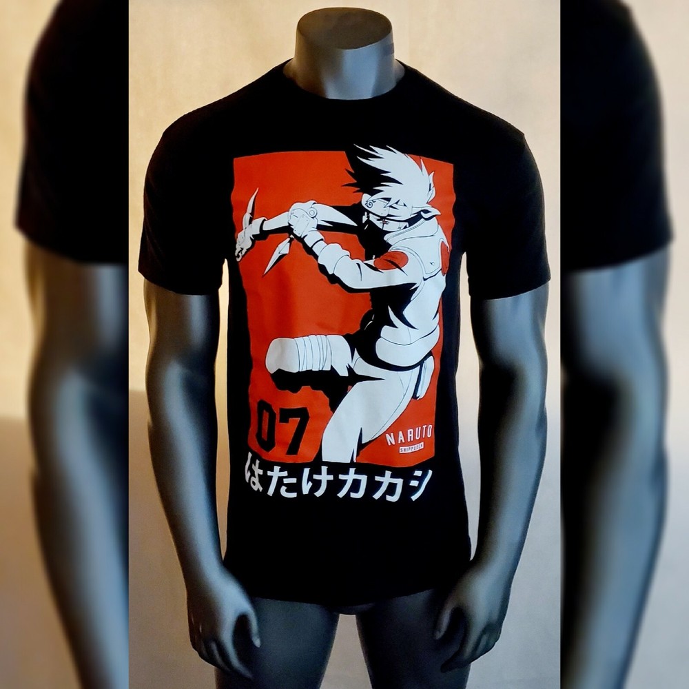 Naruto Shippuden Tshirt Men's Crew Neck Short Sleeve Regular Fit Size S Black