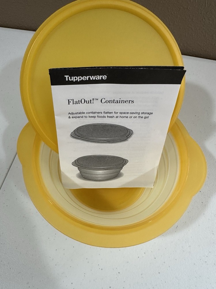 NEW Tupperware Flat Out 3 cup/700 mL Bowl Amber