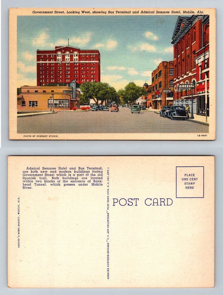 Mobile, AL-Alabama, Government St Bus Terminal Admiral Semmes Vintage Postcard