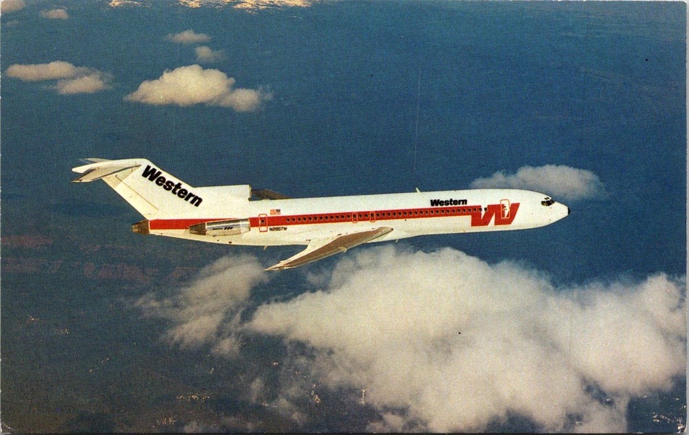 Dr Jim Stamps Postcard Western Airlines Boeing 727 247 A Unposted