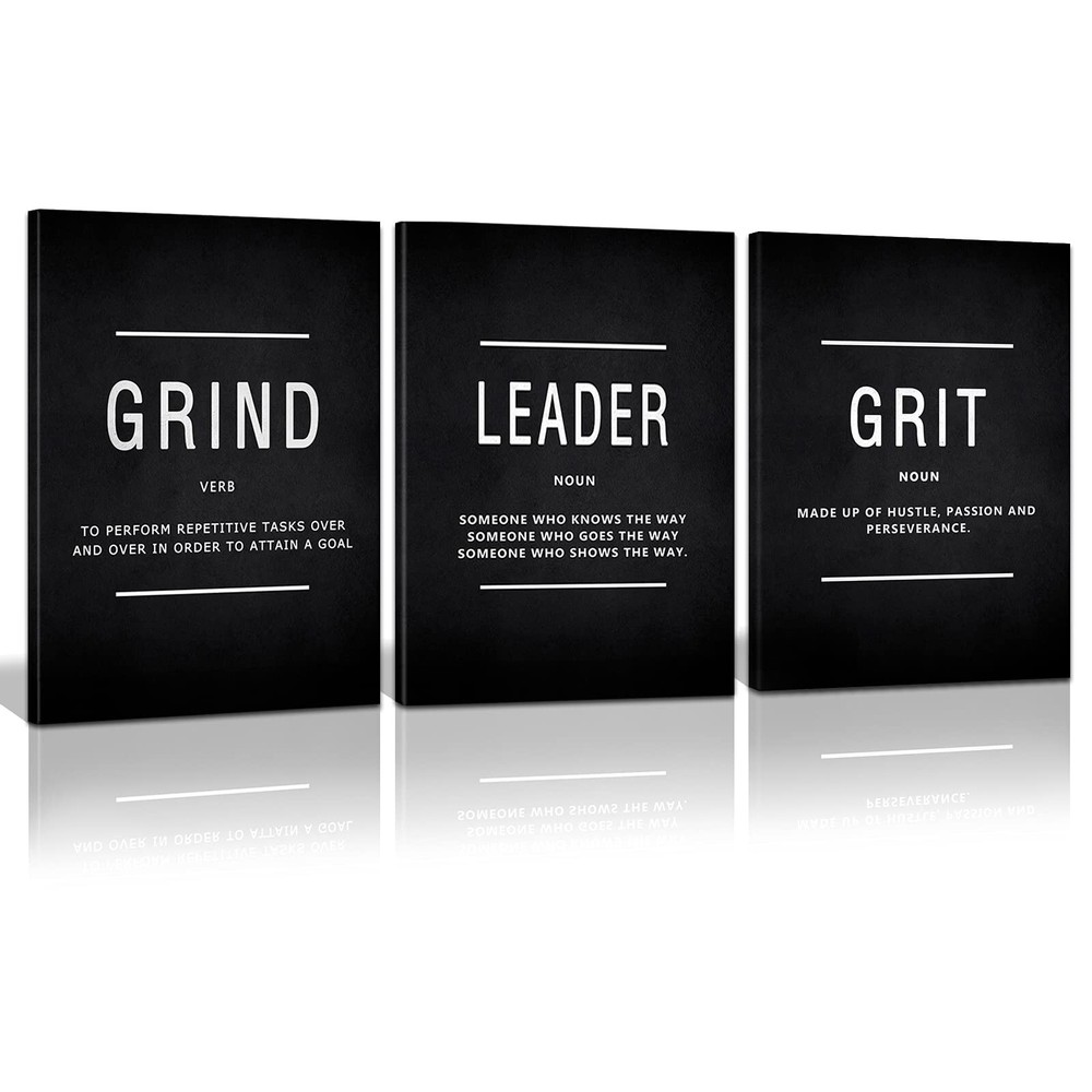Motivational Grind Grit Leader Canvas Wall Art Inspirational Home Decor