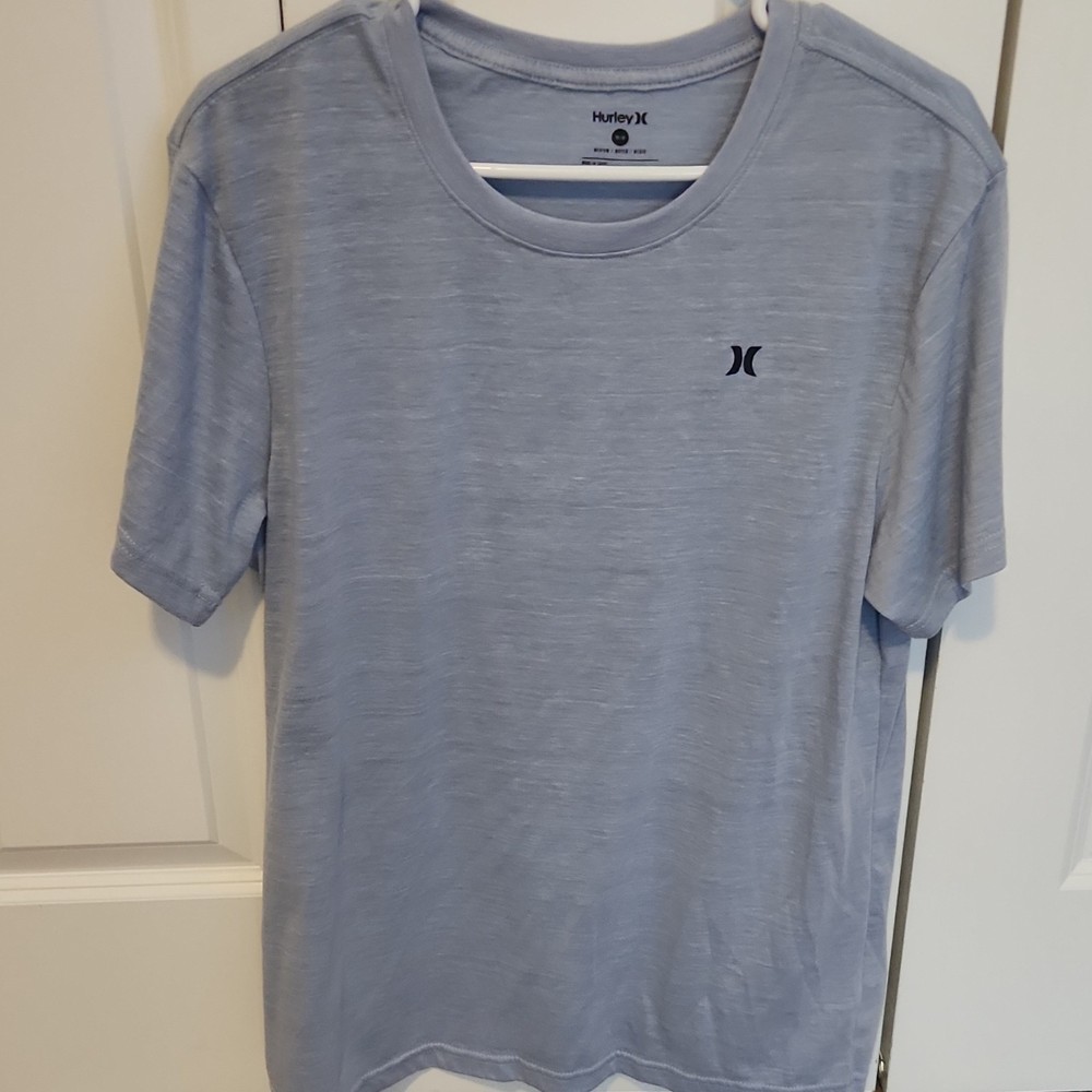 Hurley Light Blue Logo Men's T-Shirt Crew Neck Short Sleeve Size M