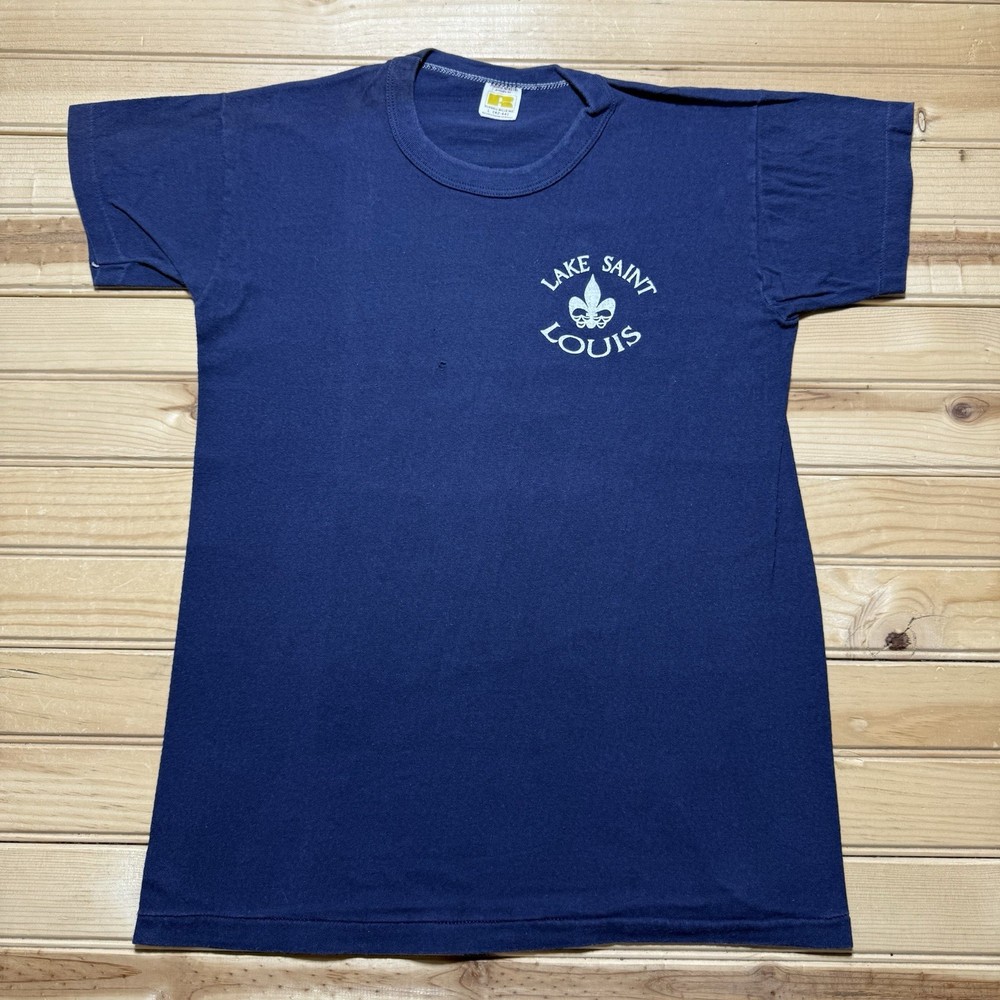 Vintage 70s Lake St Louis Missouri Fleur De Lis Logo Single Stitch Shirt - Small