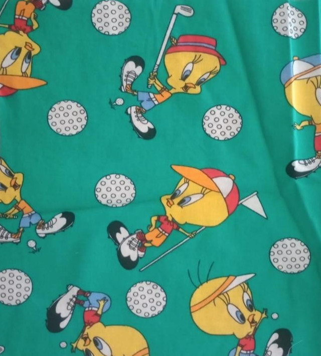 looney tunes tweety golf fun fabric 10 by 10 inch green 1pc new