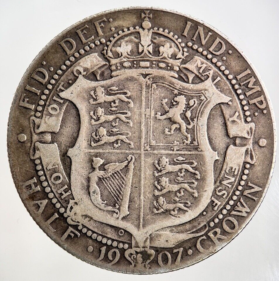 1907 Edward VII Silver Half-Crown Coin | Fine Collectible Condition