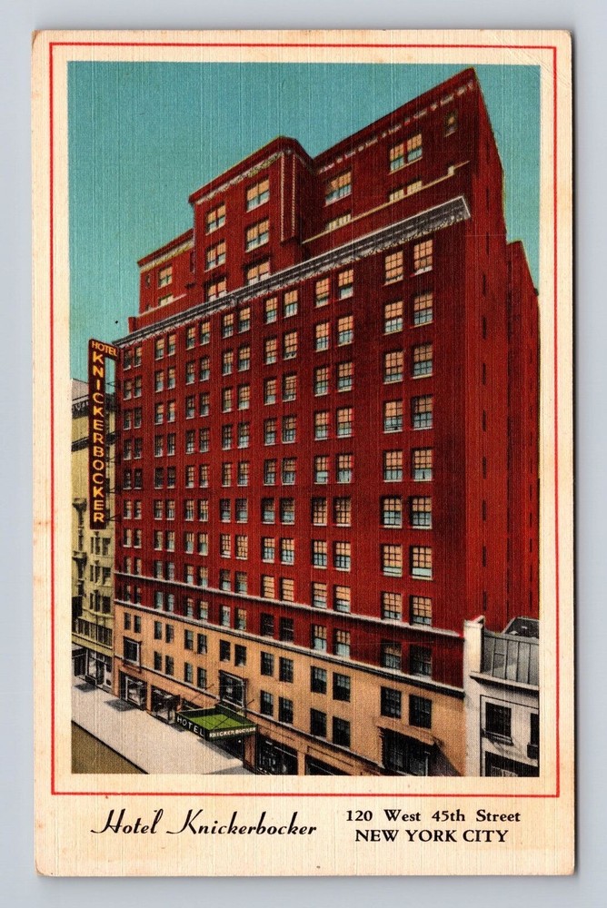 New York City NY- Hotel Knickerbocker, Advertisement, Antique, Vintage Postcard