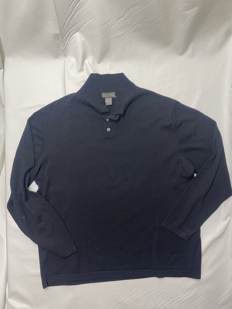 Banana Republic Extra Fine Italian Merino Wool Polo Sweater Men's XL Black