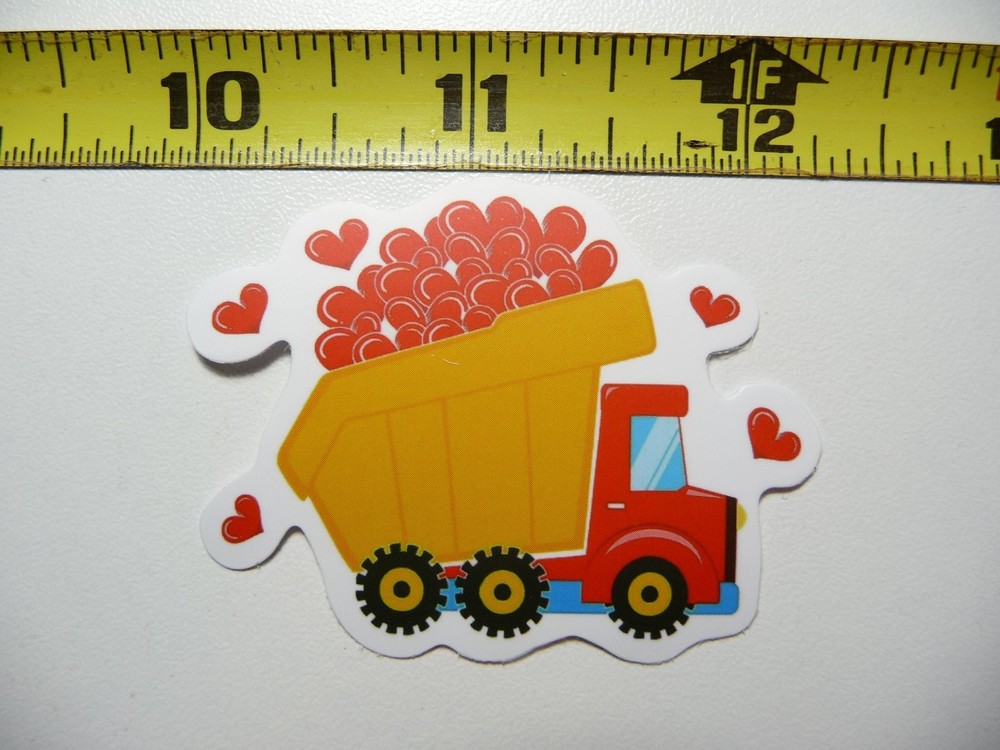 Dump Truck Full of Hearts Decal Funny Construction Vehicle Sticker