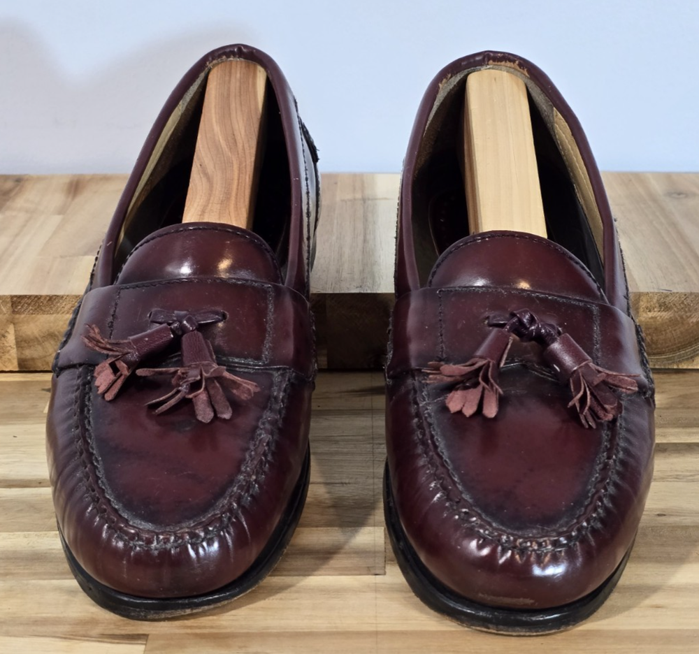 Johnston & Murphy Men's Burgundy Leather Tassel Loafers 9.5M Dress Shoes