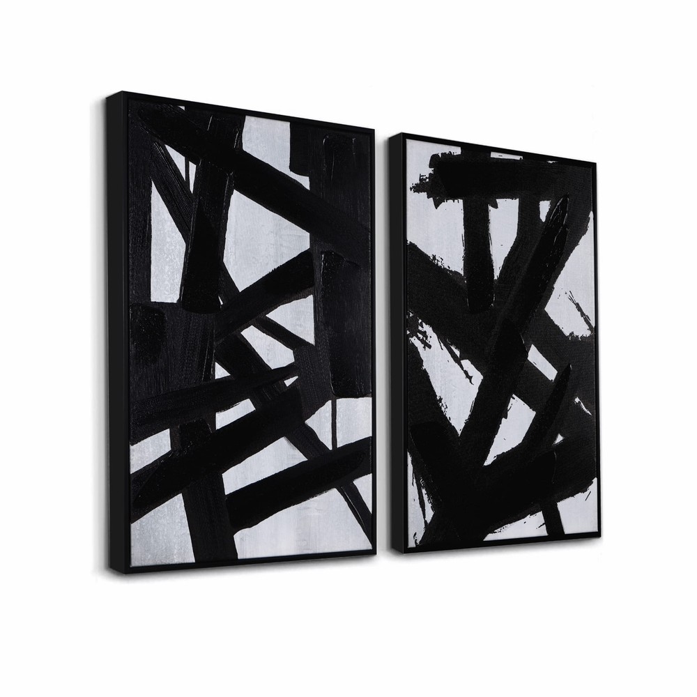 Black and White Abstract Wall Art - Graffiti Stroke for Home Decor-image
