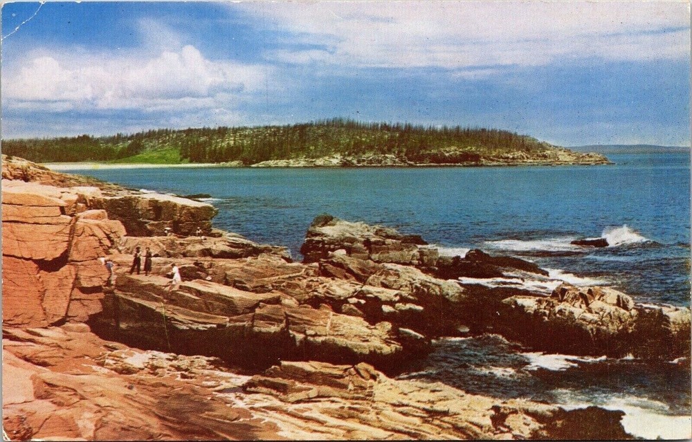 Sand Beach Great Head Thunder Hole Acadia National Park Maine Postcard Unused-image
