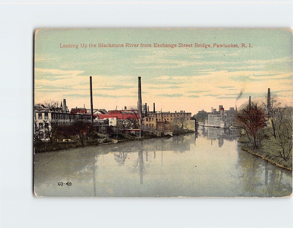 Postcard Looking Up the Blackstone River Pawtucket Rhode Island USA