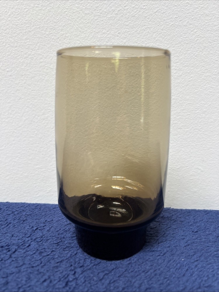 Vintage Libbey Smokey Tawny Brown Flat Base Glass Tumbler 5.5