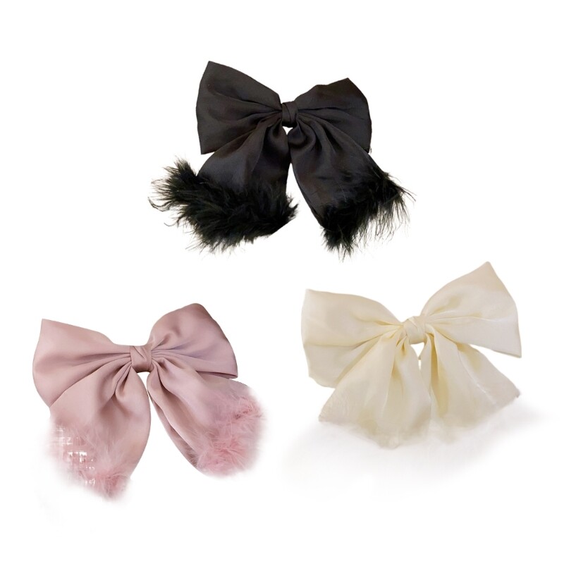 Solid Color Bowknot Hair Clip for Teens Maillard Ponytail Braids
