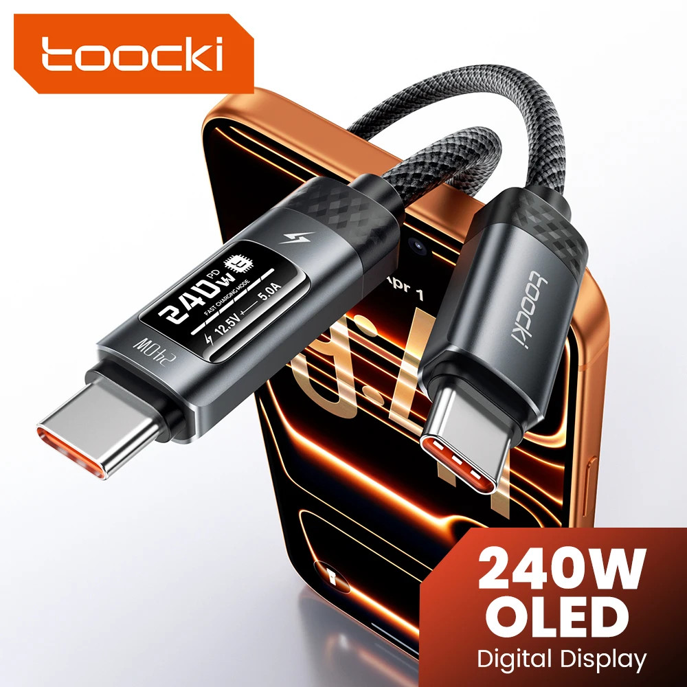 Toocki 240W USB C to USB Type C Cable Digital Display PD3.1 Fast Charging Wire