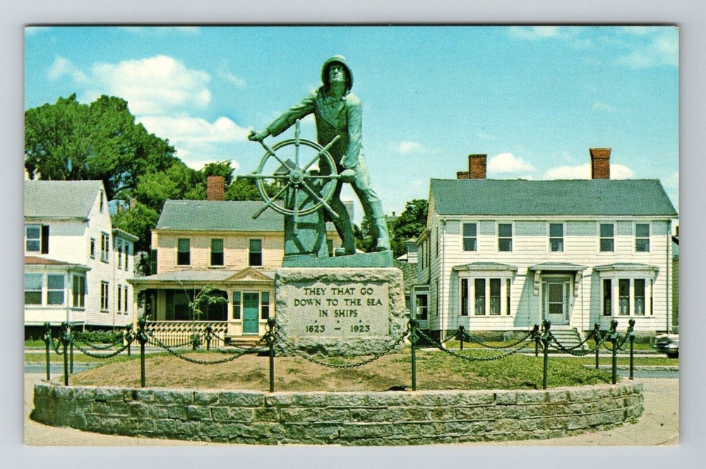 Gloucester MA-Massachusetts, Fisherman's Memorial Statue, Vintage Postcard