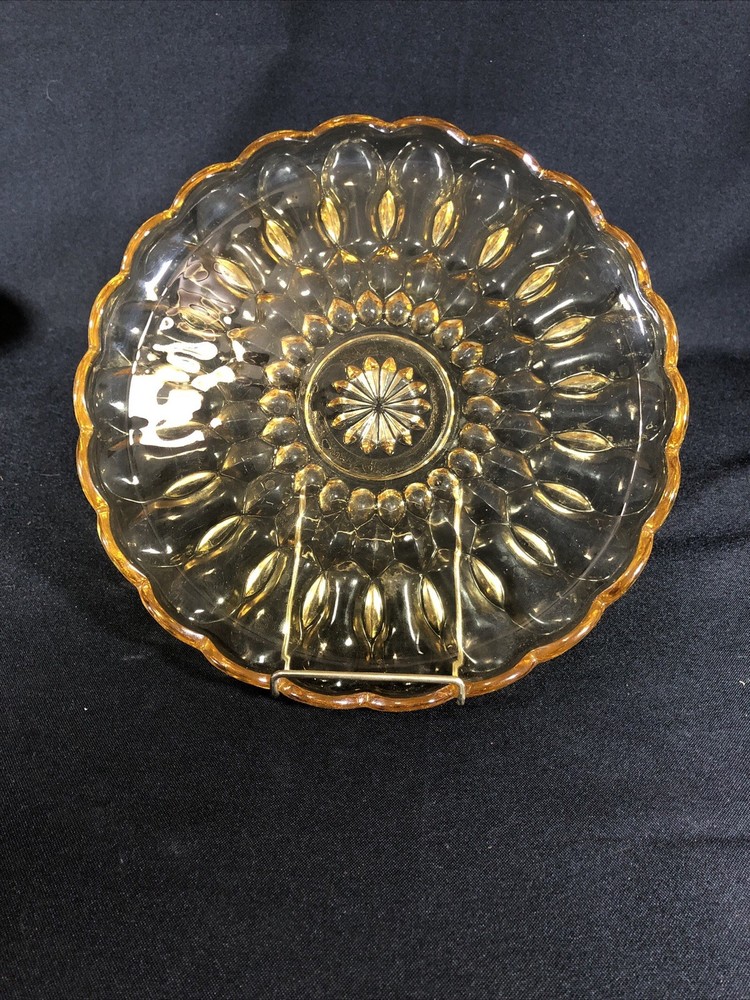 Vintage Anchor Hocking Fairfield Amber Glass Cake Plate, Single Plate