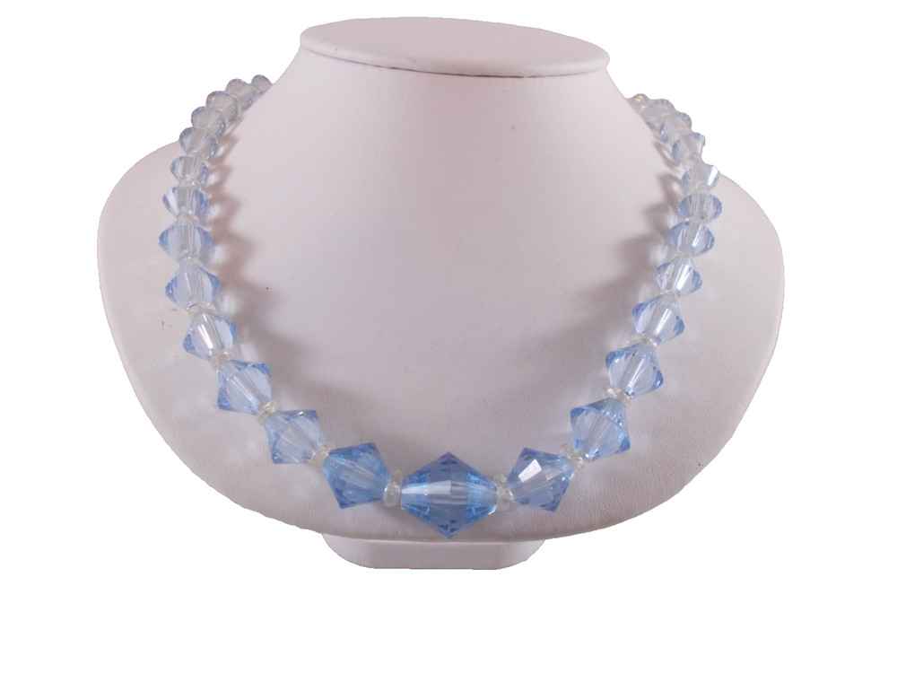 Blue Crystal Bicone Bead Choker Necklace