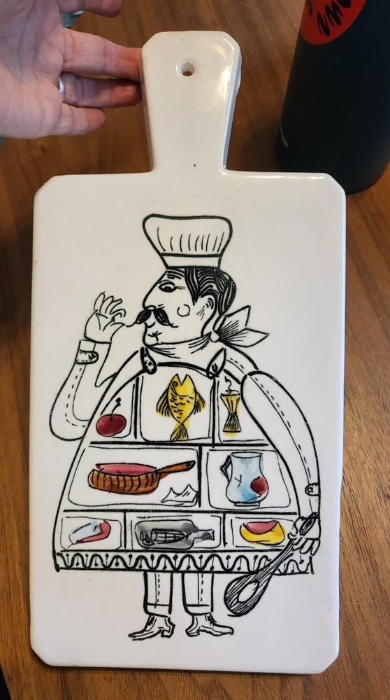 Vintage Nasco? Ceramic CHEF Cheese Cutting Board Japan? Kitschy 13.5