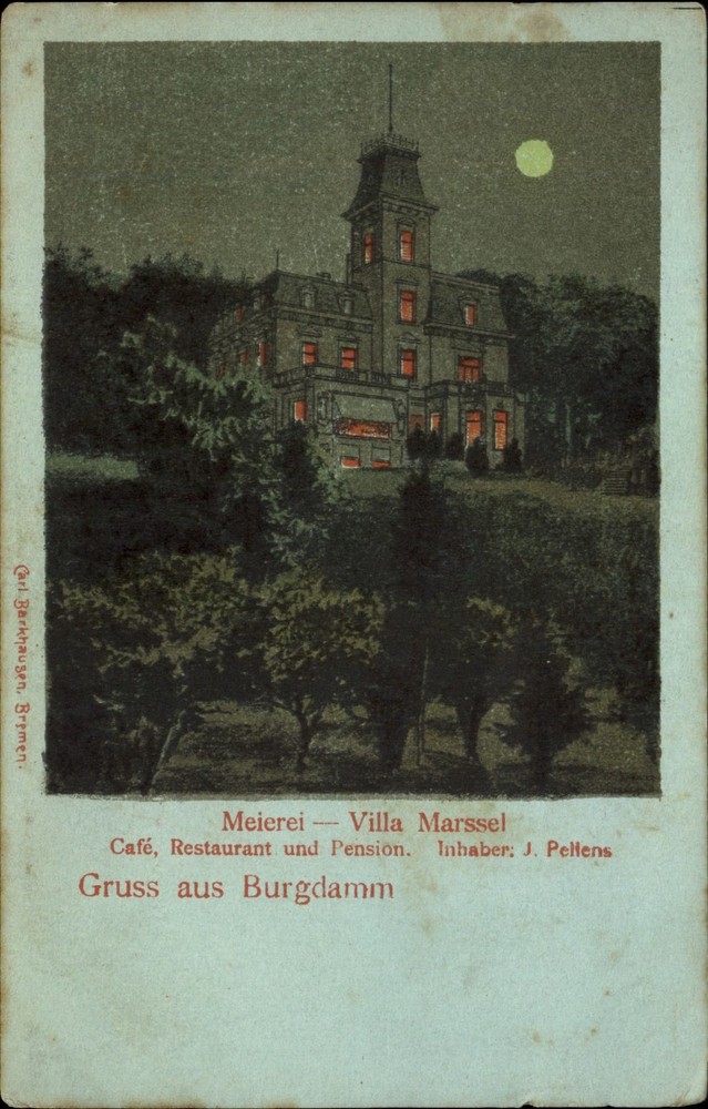 Gruss aus Burgdamm Bremen Germany Meierei Villa Marssel restaurant ~ UDB c1905