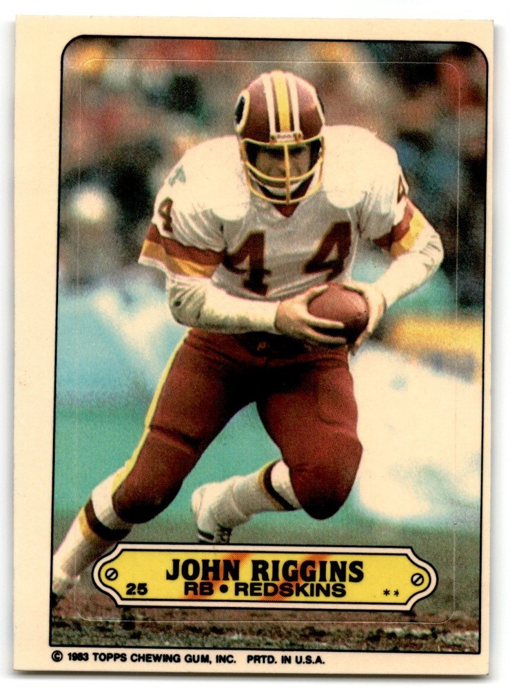 1983 Topps John Riggins Washington Redskins Sticker #25 NFL Vintage