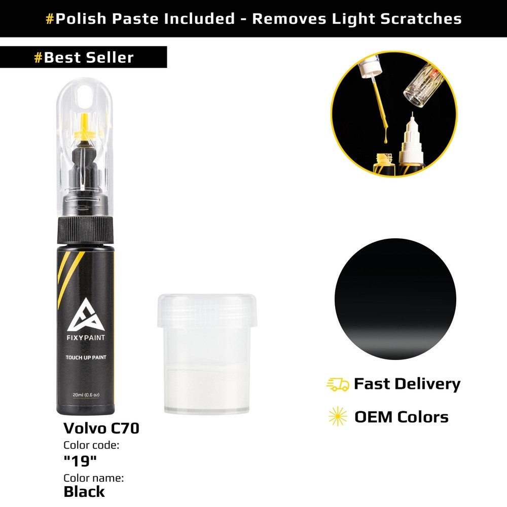 Touch up Paint for Volvo C70 Code: 19 Black