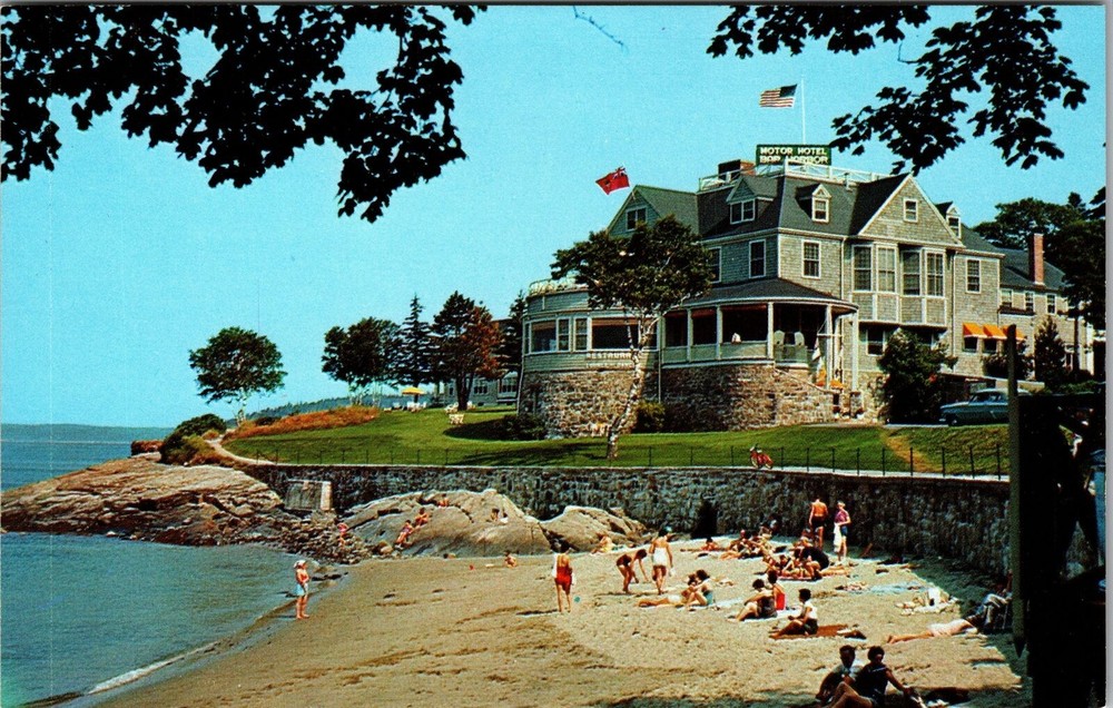Mt Desert Island ME-Maine, Bar Harbor Hotel, Outside, Vintage Postcard