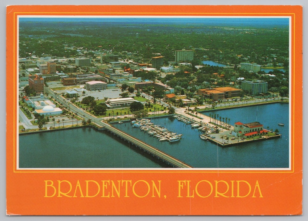 State View~Air View Pier Manatee River & Brandenton FL~Continental Postcard