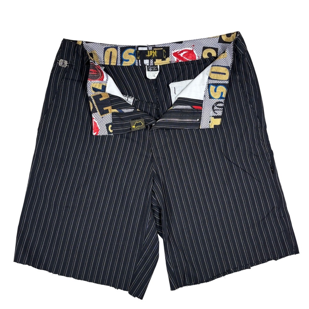 Vintage LOST ENTERPRISES Pinstripe Shorts 32 Black Skate Surf Y2K 90s