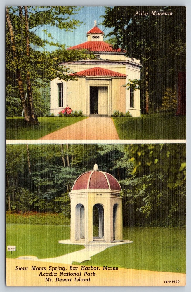 Acadia National Park Abbe Museum Sieur Monts Spring Bar Harbor ME Postcard Linen-image