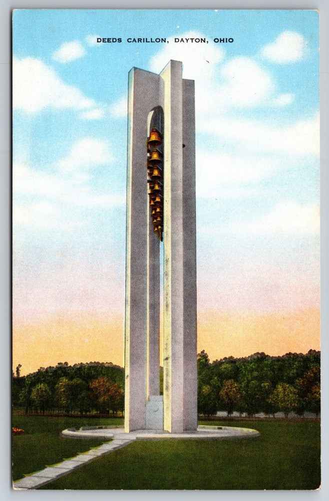 Deeds Carillon Tower - Dayton, Ohio Linen Postcard H