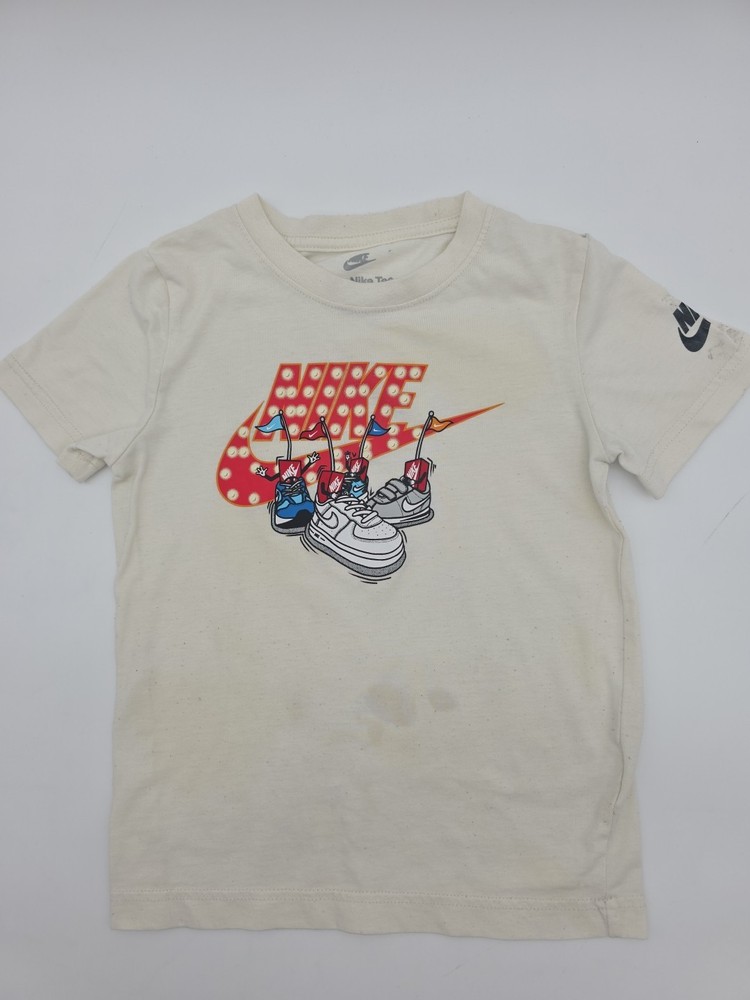 Nike T-Shirt Youth Boy Medium Graphic Print Logo Beige..#44067