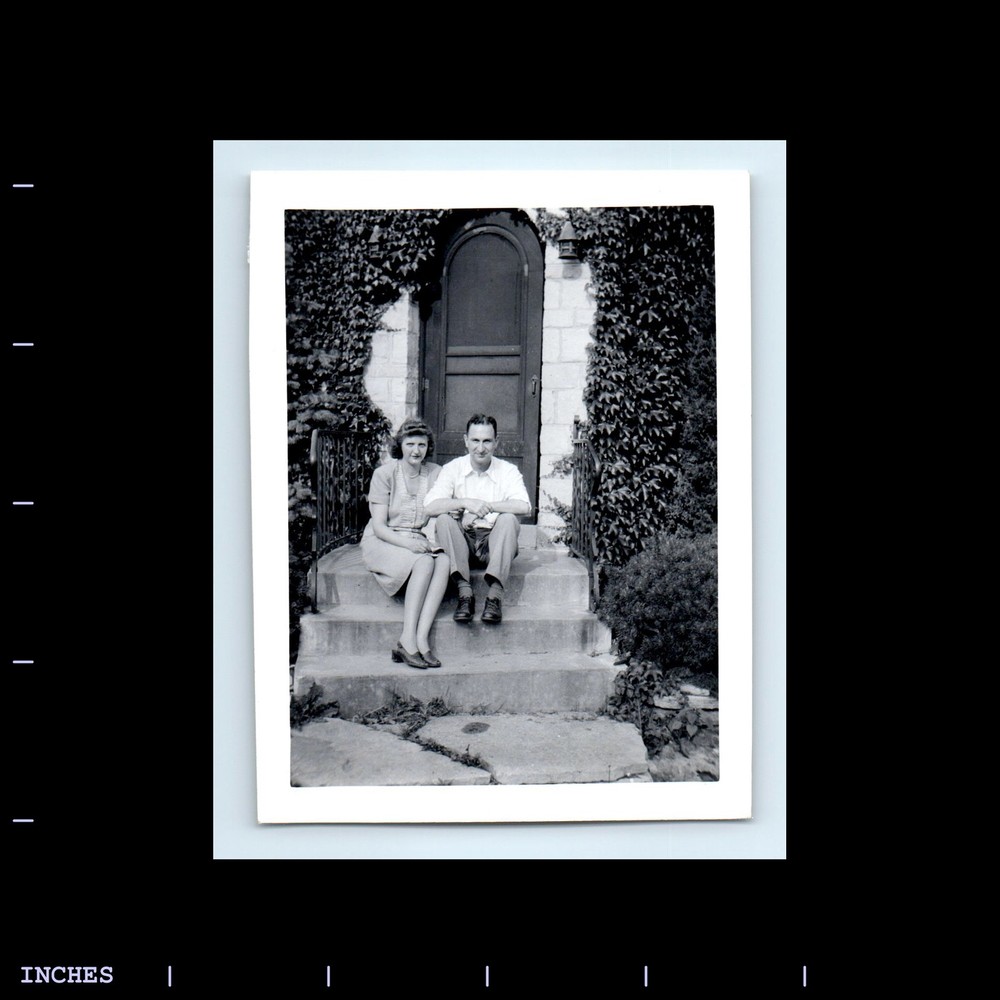 Old Vintage Photo MAN WOMAN COUPLE OUTSIDE CHURCH