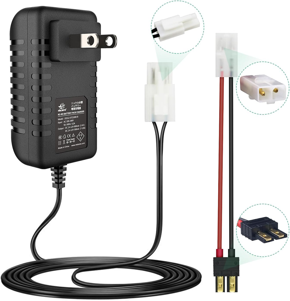 7.2V-9.6V RC Battery Charger for Traxxas & Tamiya 2 Connectors