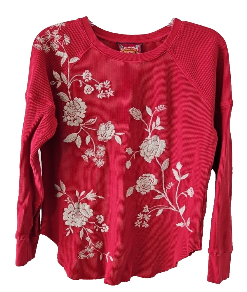 Johnny Was Vixie Raglan Thermal Top in Harvest, Size S READ Description