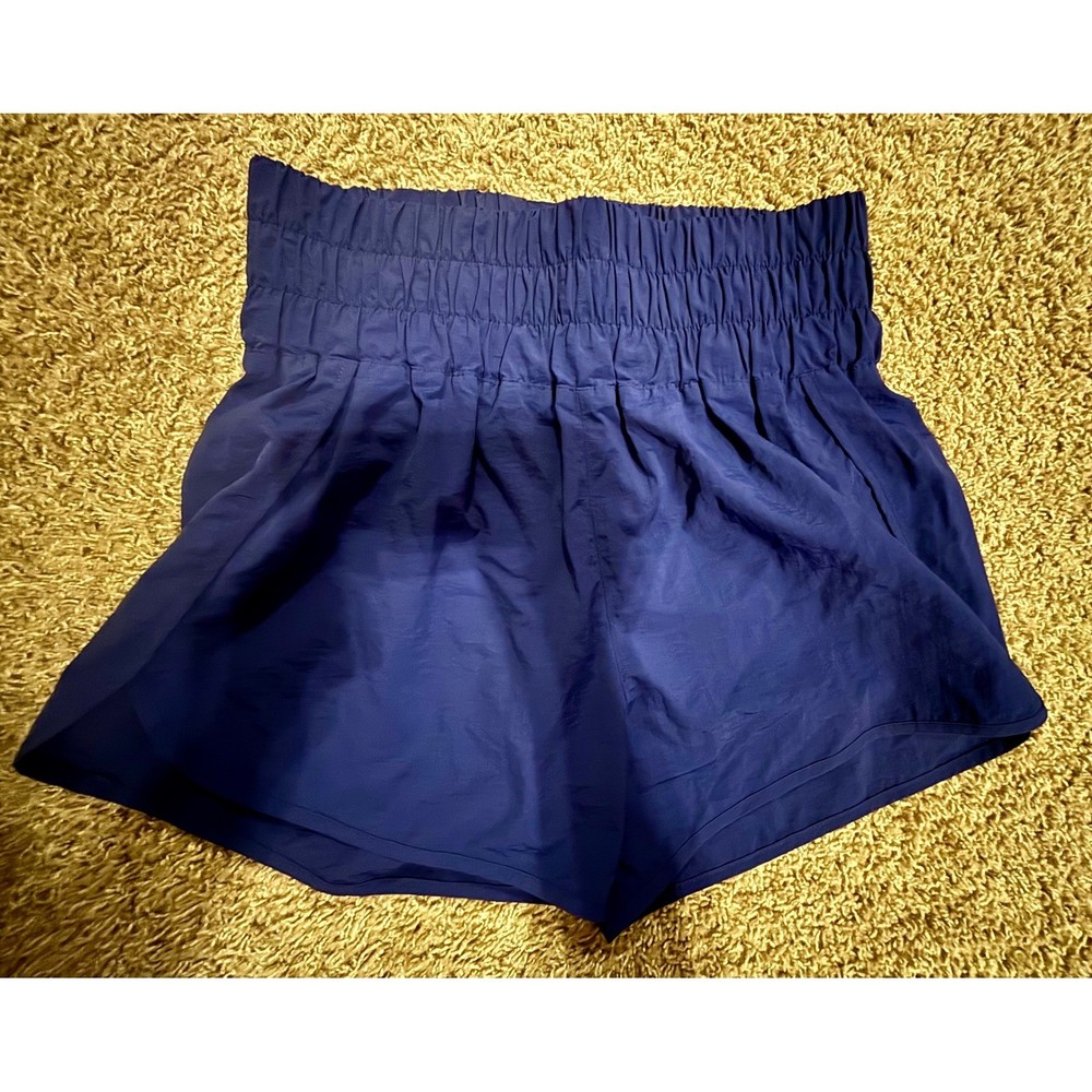 Zenana Athletic Shorts Womens XL Navy Blue Excellent Smocked High Waist Lined
