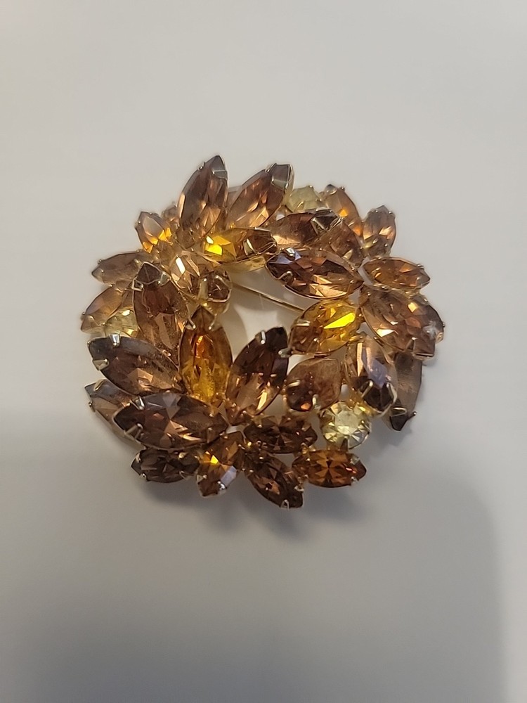 Vintage Juliana Style AB & Shades of Topaz Rhinestone Brooch Pin