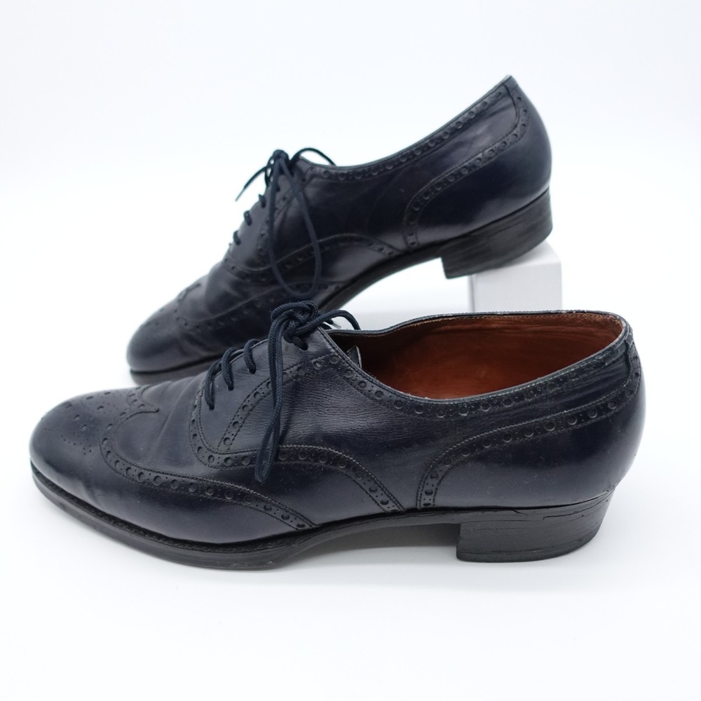 Vintage John Lobb Shoes Men UK 9 Blue Navy Brogues Leather Smart Formal Handmade