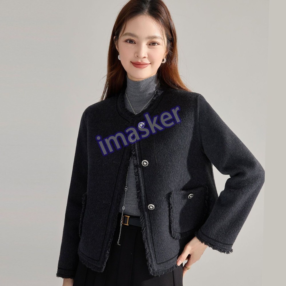 Winter Cashmere Double-sided Wool Short Coat Womens Tween Slim Fit Woolen Coats
