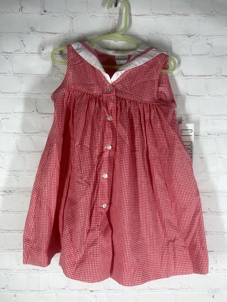 Vintage C.I. Castro Checkered Red Sailor Dress 2 Piece w/ Matching Bloomers- 4T